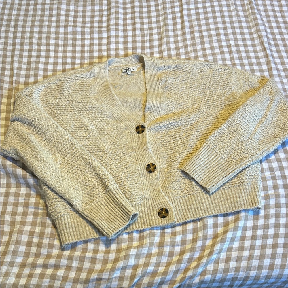 Cozy Beige Button-Up Cardigan